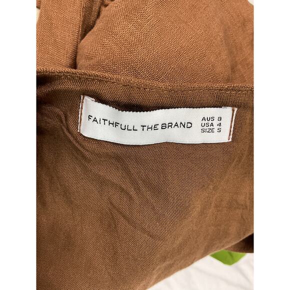 Faithfull The Brand 'Desitha' Brown Linen Top Size S - Picture 4 of 5
